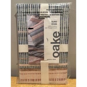OAKE Macy's Euro Sham Pillowcase Colorblock Ikat 100% Cotton New‎